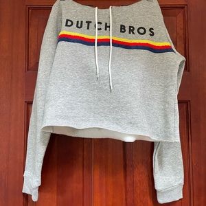 dutch bros cropped grey hoodie